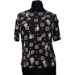 Elegant Body Floral Geo Embroidered Blouse Retro Chic Glam Artsy Indie Sleaze